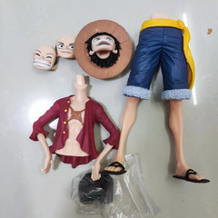 Anime Red Cloak Pirate Figure with Changeable Faces