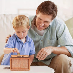 Wood Piggy Bank Money Box with Saving Goal & Numbers