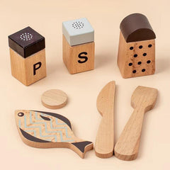 Kids Wooden Cooking Cookware Pot Pretend Play Toy