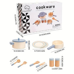 Kids Wooden Cooking Cookware Pot Pretend Play Toy