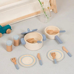 Kids Wooden Cooking Cookware Pot Pretend Play Toy