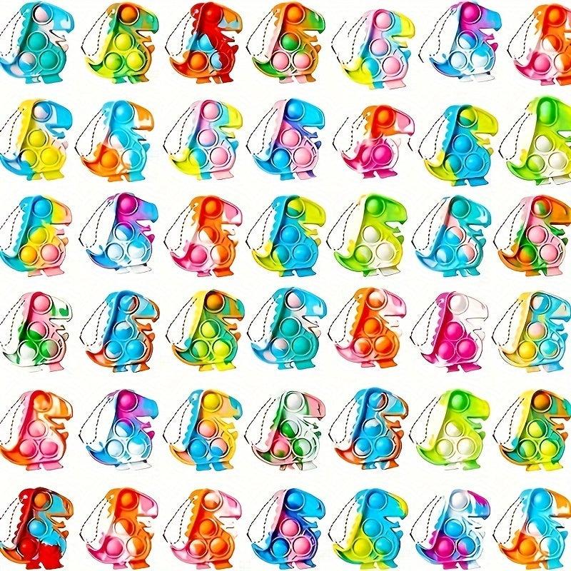 24pcs Mini Dinosaur Fidget Toys Bulk Pack - Stress Relief Keychains