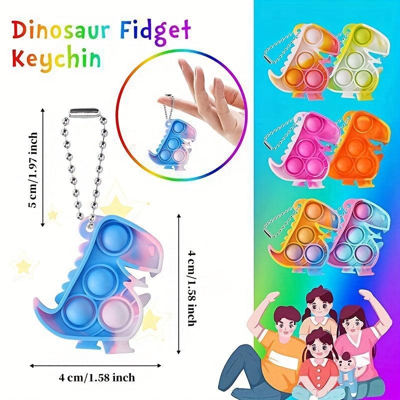 24pcs Mini Dinosaur Fidget Toys Bulk Pack - Stress Relief Keychains