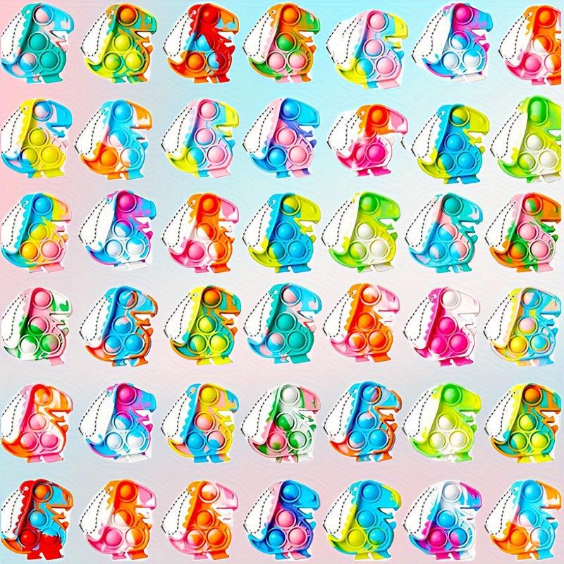 24pcs Mini Dinosaur Fidget Toys Bulk Pack - Stress Relief Keychains