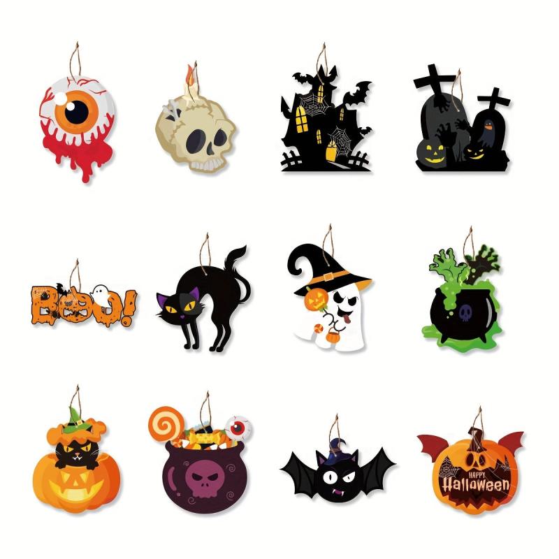 12pcs Halloween Hanging Decorations Haunted House Hangings