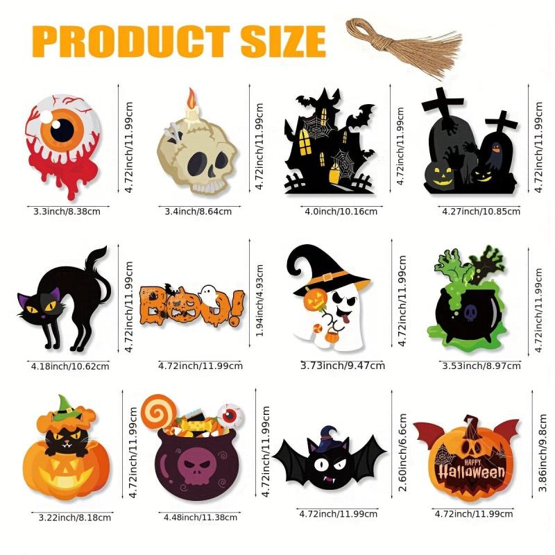 12pcs Halloween Hanging Decorations Haunted House Hangings