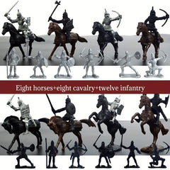 28pcs Medieval Warrior Static Soldier Model Ancient Soldier Military Toys