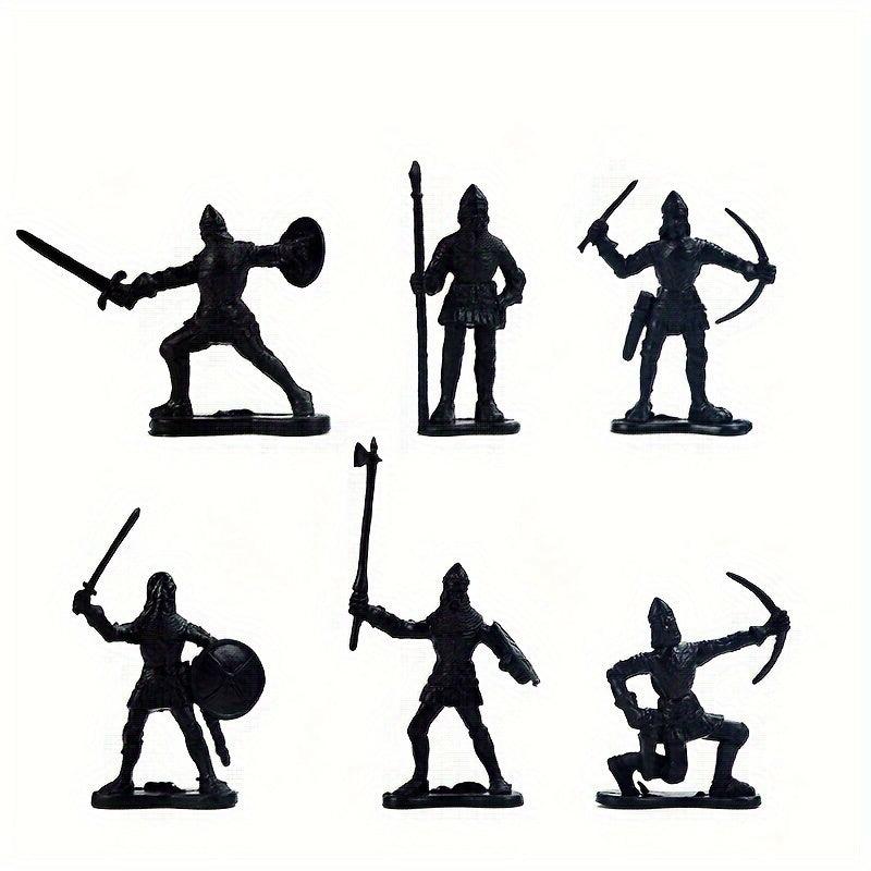 28pcs Medieval Warrior Static Soldier Model Ancient Soldier Military Toys