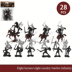 28pcs Medieval Warrior Static Soldier Model Ancient Soldier Military Toys