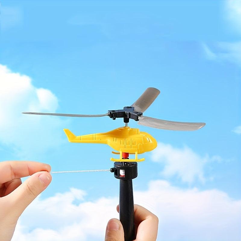 Pull Line Powered Helicopter Flies Into The Sky