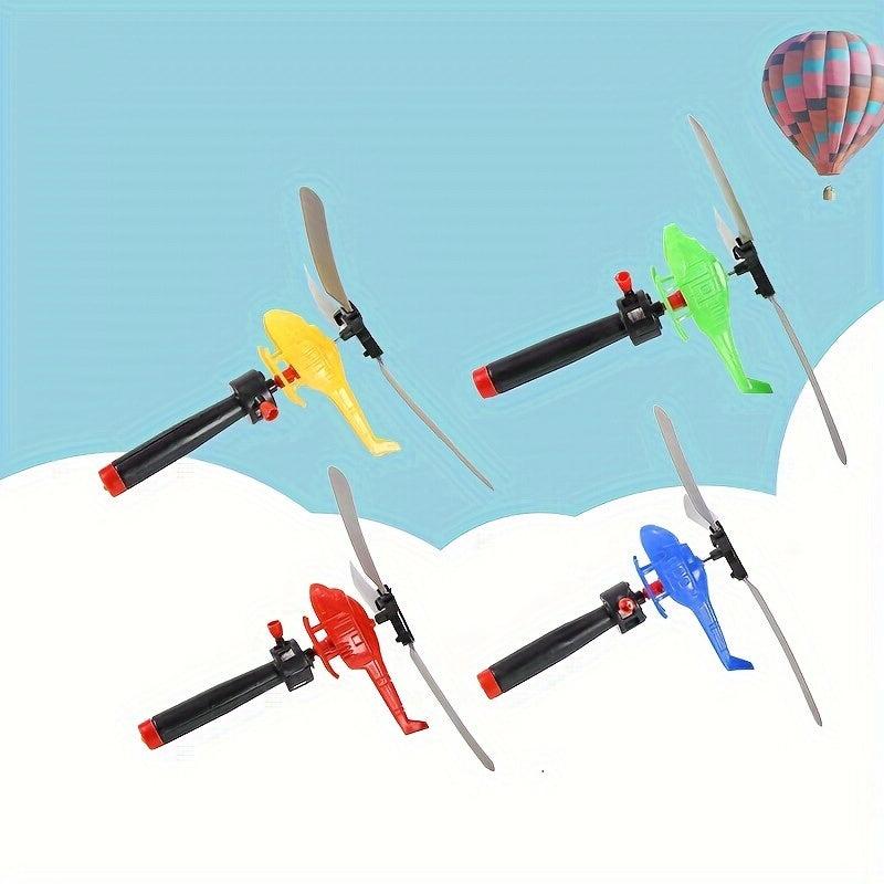 Pull Line Powered Helicopter Flies Into The Sky