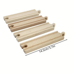 1 Pc Wooden Track Straight Railway Accessories Compatible Major Toy