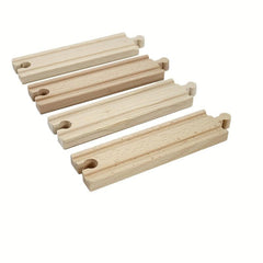 1 Pc Wooden Track Straight Railway Accessories Compatible Major Toy