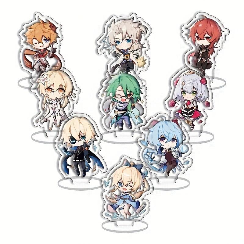 9pcs Mini Q Version Acrylic Standing Figures Cute Toys & Collectibles
