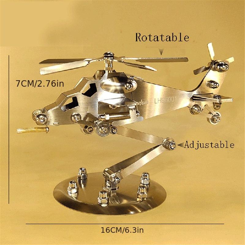 1pc Helicopter Model Stainless Steel Aircraft Metal Crafts Office Car Accessory