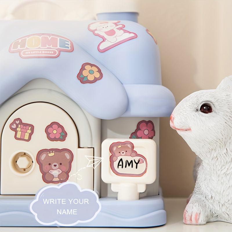 Pink House Piggy Bank with Key Lock for Kids