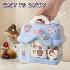 Pink House Piggy Bank with Key Lock for Kids