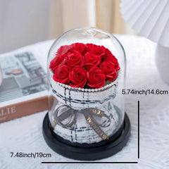 Soap Bouquet Glass Cover Small Fragrant Roses With Lights Artificial Flowers