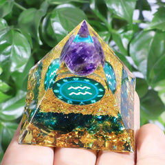12 Constellations Orgone Pyramid Amethyst Peridot Healing Crystal Energy