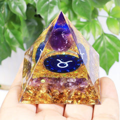 12 Constellations Orgone Pyramid Amethyst Peridot Healing Crystal Energy
