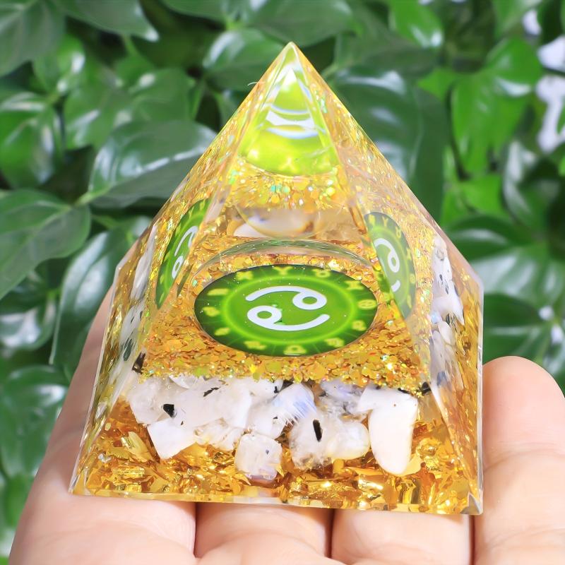12 Constellations Orgone Pyramid Amethyst Peridot Healing Crystal Energy