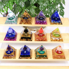 12 Constellations Orgone Pyramid Amethyst Peridot Healing Crystal Energy