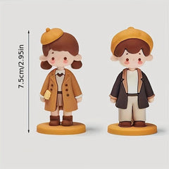 Boy and Girl Dolls Cartoon Decoration for Desktop Christmas