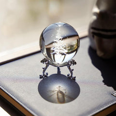3D Laser Engraved Christmas Tree Crystal Ball - Home Party Decoration