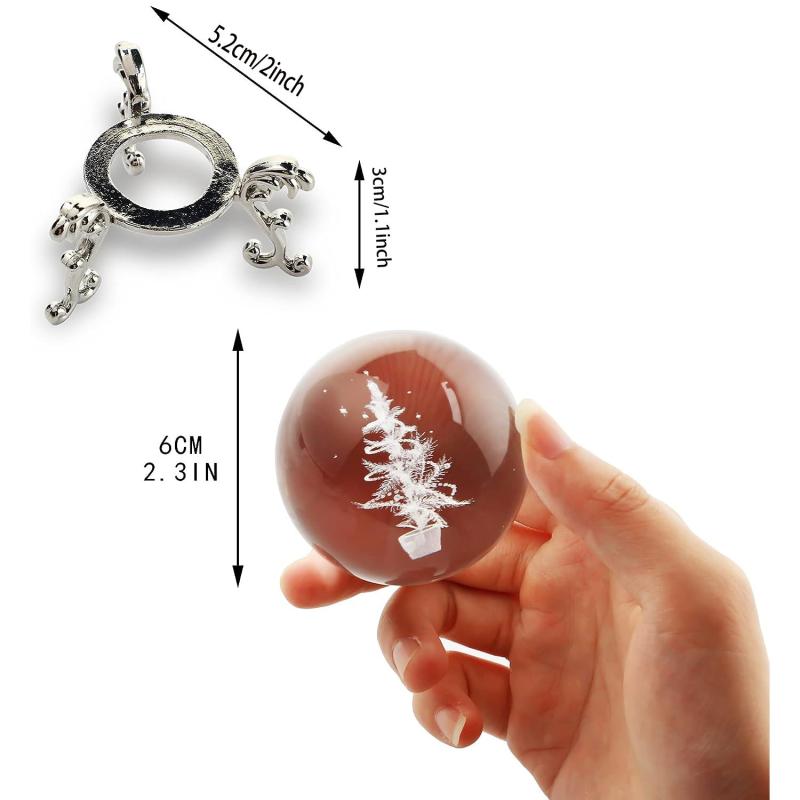 3D Laser Engraved Christmas Tree Crystal Ball - Home Party Decoration