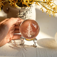 3D Laser Engraved Christmas Tree Crystal Ball - Home Party Decoration