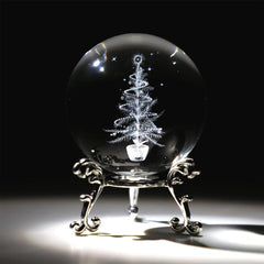 3D Laser Engraved Christmas Tree Crystal Ball - Home Party Decoration