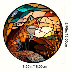 Lonely Fox Suncatcher Stained Acrylic Suncatcher Green Night Sky Ornament