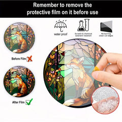 Lonely Fox Suncatcher Stained Acrylic Suncatcher Green Night Sky Ornament