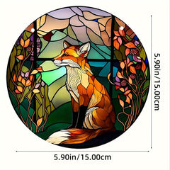 Lonely Fox Suncatcher Stained Acrylic Suncatcher Green Night Sky Ornament