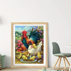 Diamond Painting Art Farm Landscape Rooster Hen Chicken Crystal Rhinestone