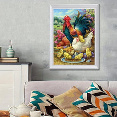 Diamond Painting Art Farm Landscape Rooster Hen Chicken Crystal Rhinestone
