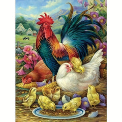Diamond Painting Art Farm Landscape Rooster Hen Chicken Crystal Rhinestone