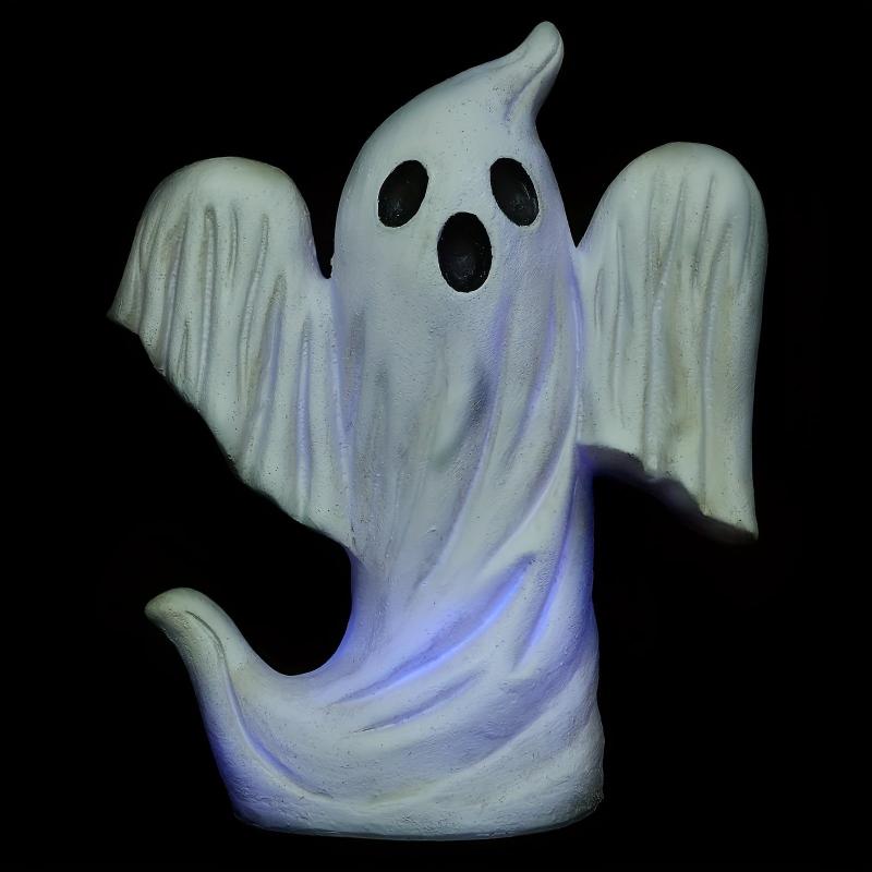 Rustic Light Up Resin Ghost Halloween Statue Pumpkin Figurines