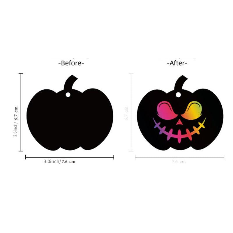 12pcs Halloween Pumpkin Scratch Art Kids DIY Funny Paper Toy