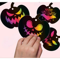 12pcs Halloween Pumpkin Scratch Art Kids DIY Funny Paper Toy