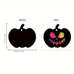 12pcs Halloween Pumpkin Scratch Art Kids DIY Funny Paper Toy