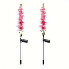 2Pcs Solar Hyacinth Flower Lamp Purple Silk Outdoor Garden Post Light
