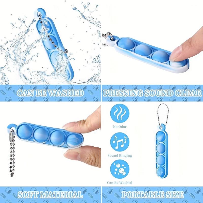 20pcs Mini Pop Fidget Keychain Sensory Toys Anxiety Stress Relief Keychain