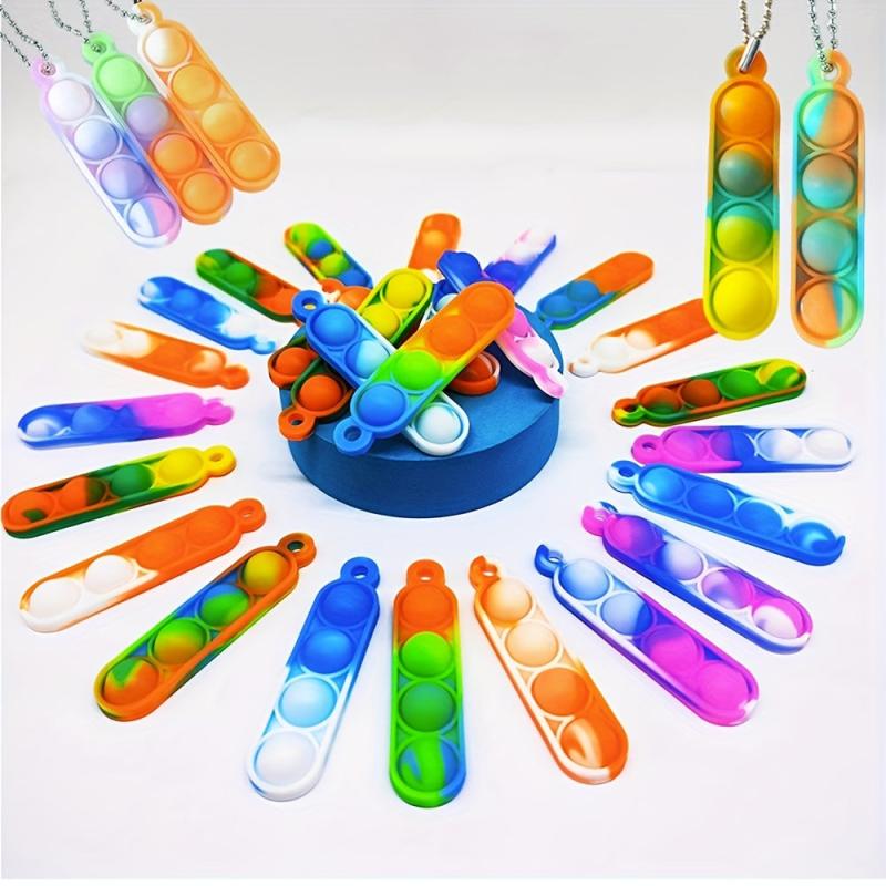 20pcs Mini Pop Fidget Keychain Sensory Toys Anxiety Stress Relief Keychain
