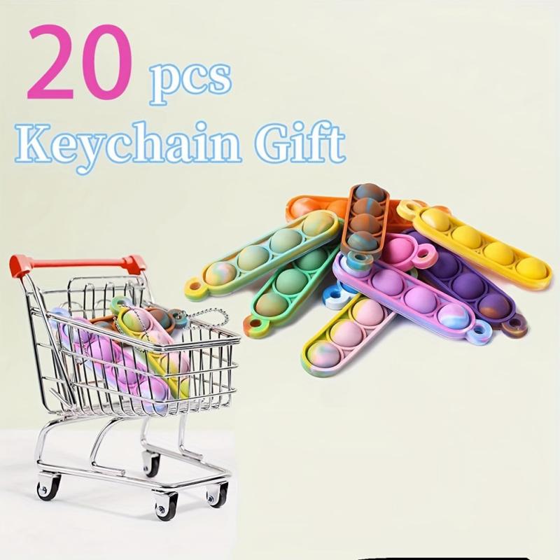 20pcs Mini Pop Fidget Keychain Sensory Toys Anxiety Stress Relief Keychain