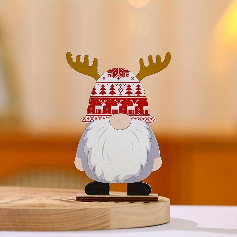 Wooden Faceless Santa Claus Christmas Desktop Ornament