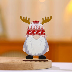 Wooden Faceless Santa Claus Christmas Desktop Ornament