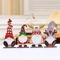 Wooden Faceless Santa Claus Christmas Desktop Ornament