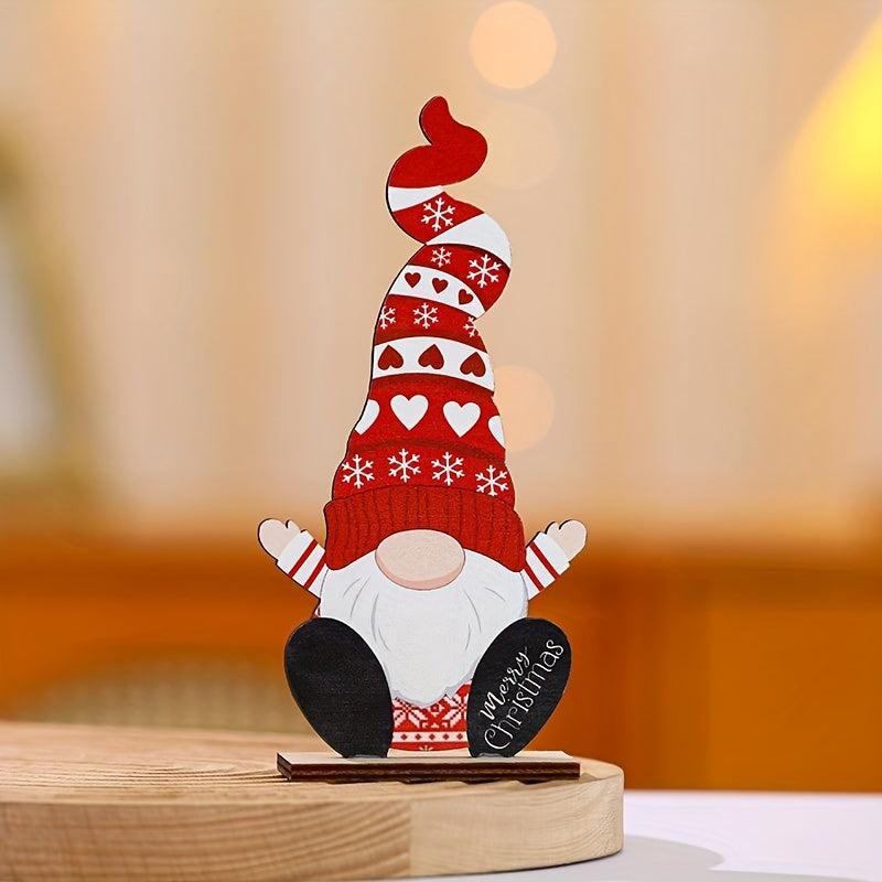 Wooden Faceless Santa Claus Christmas Desktop Ornament
