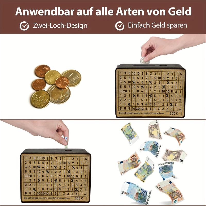 Wooden Money Box with Targets 500-5000 - No Installation Required